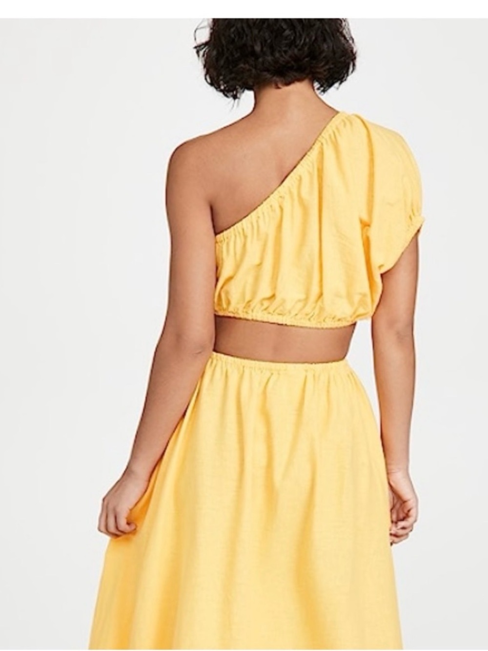 Farm Rio Like new One-Shoulder Cutout Maxi Dress in Bright Yellow - Picture 2 of 8